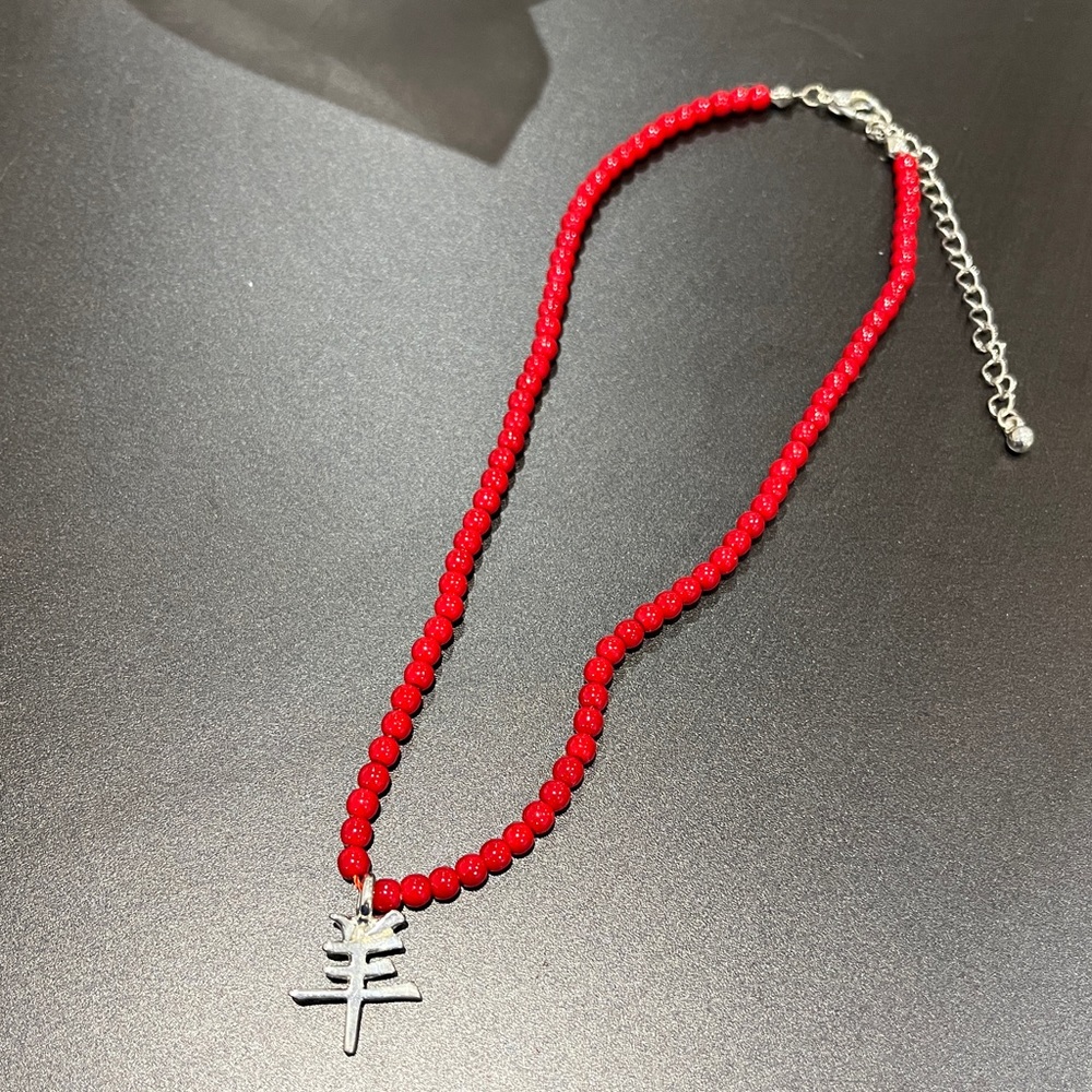 YEAR OF THE RAM Beaded Necklace Pendant Sign Zodiac Costume Jewelry Lucky Amulet